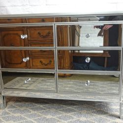 6-Drawer Mirrored Silver Dresser - Delivered
