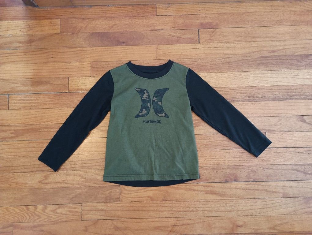 Hurley Kids Green and Black Camo Camouflage Long Sleeve Shirt Toddler Size 6
