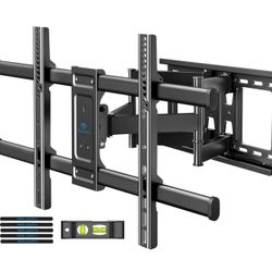Full Motion TV Wall Mount for Most 37-82 Inch LED, LCD, Flat Curved TVs up to 132lbs VESA 600×400, TV Mount with Dual Articulating Arms with Tilt and 