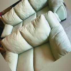 Elegant Mint Sofa & Loveseat Set – Gently Used, Good Condition!