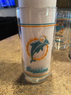 Vintage 1980’s Mobile NFL Miami Dolphins Drinking Glasses- Set Of 6