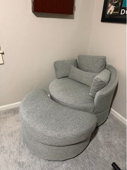 Modern Swivel Chair and Ottoman with Storage