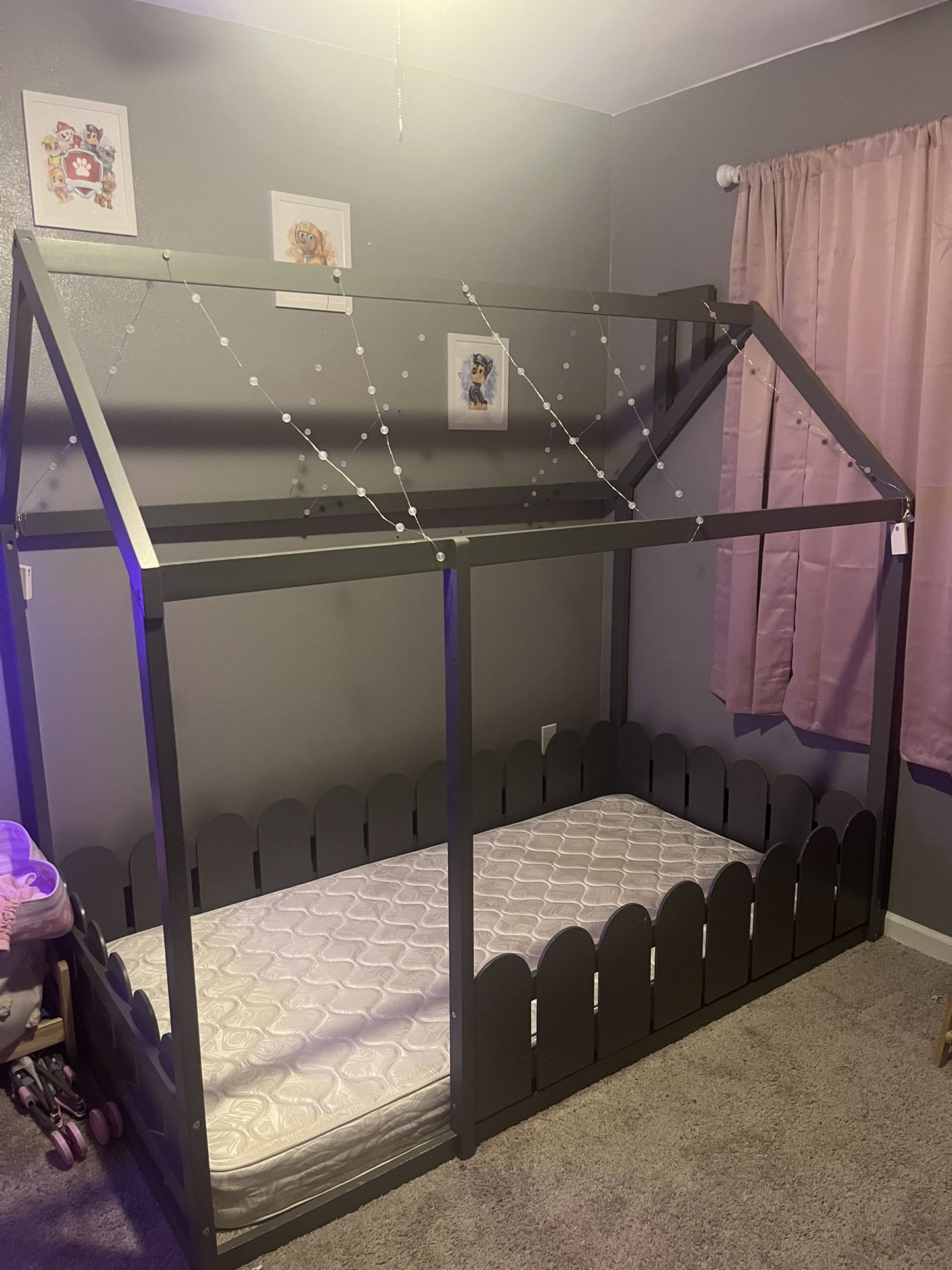 toddler montessori house bed with fence sides
