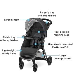 Graco FastAction SE Travel System | Includes Quick Folding Stroller..