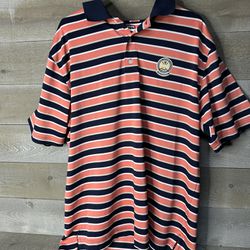 Footjoy Athletic Fit Men’s XL Golf Polo PGA Embroidered Logo Blue White Orange