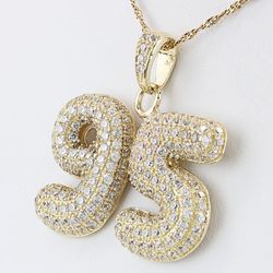 10K Yellow Gold Number ‘95’ Cubic Zirconia CZ Encrusted Pendant Charm
