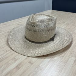 Cowboy Hat - Size L - American Hat Co. 7 7/8 Straw Hat With Leather