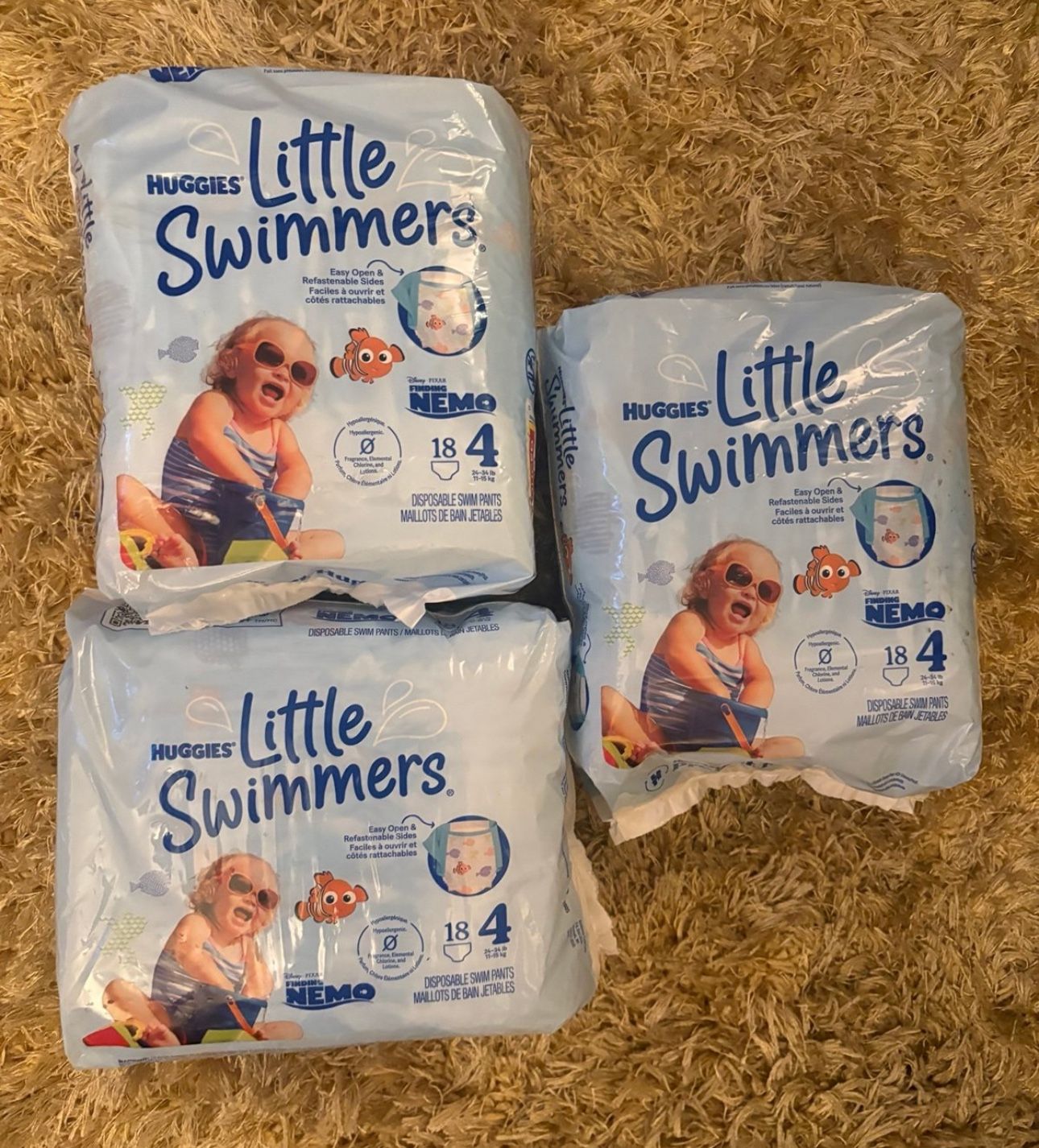 Huggies Little swimmers Sz 4 LOT OF 3 BUNDLE Finding Nemo Disney