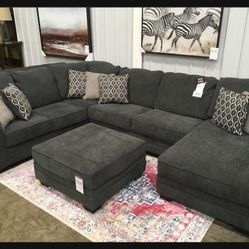 Oversized U Shaped Comfortable Dark Sectional With Chaise 👌 Brand New☄️ $39 Down Payment ✅
