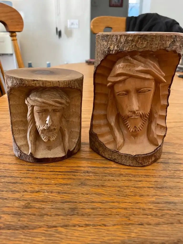 Jesus Wood Carvings Biggest 6”Tall & 4” Tall