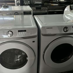 Samsung 4.5 Cu. Ft. Front Load Washer and 7.5 Cu. Ft. Electric Dryer with Sensor Dry Laundry Pair in White
