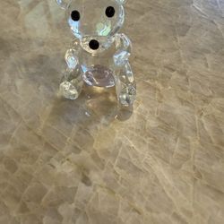 Swarovski Crystal Teddy Bear Figurine With Pink Heart 