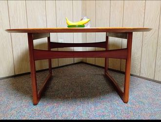 Mid Century Modern Danish Teak 42" Round SOLID Teak Coffee Table Designed by Peter Hvidt and Orla Mølgaard-Nielsen for France & Daverkosen