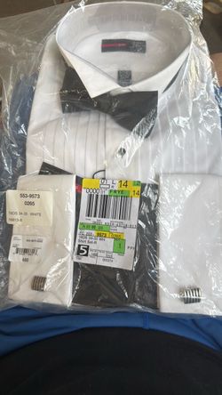 Brand New Tuxedo Shirt/Tie/Cuff Links/Button Studs Still Sealed