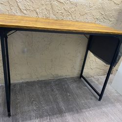 Modern Desk with wood top and black metal frame - Local Delivery for a Fee - See My Other Items 😀