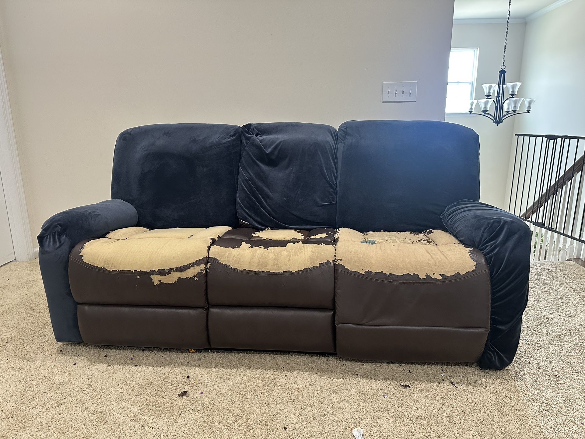 Brown Leather Manual Recliner Sofa For Sale