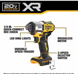 Impact drill DEWALT XR 20V 3velocity