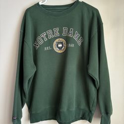 Jansport Adult Unisex Crewneck Sweatshirt Notre Dame Football Green Pull Over Large Vtg 