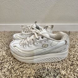 Skechers Shape Ups-11800 White Leather Fitness Walking Toning Shoes Womens 7