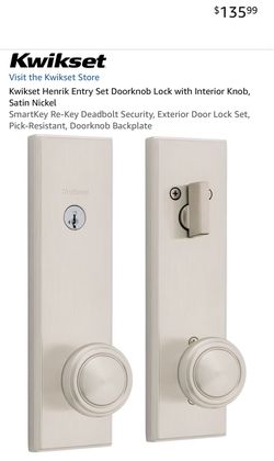 Satin Nickel Kwikset Henrik Doorknob Lock with Interior Knob