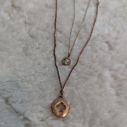 Rose Gold Kate Spade Necklace Crystal Gem (2 Necklaces)