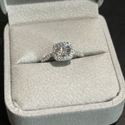 Sterling Silver 1 Ct. Moissanite Engagement Ring Size 7