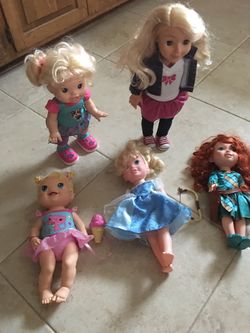 Baby alive dolls (walks,talks, giggles) and girl blonde doll available.