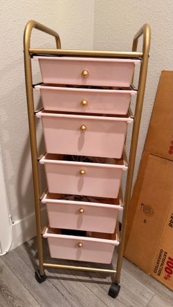 Pink storage with wheels
