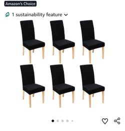 Velvet Stretch Chair Covers for Dining Room Set of 6, Soft Fit Removable Washable Kitchen Parsons Chair Slipcover Protector, Black