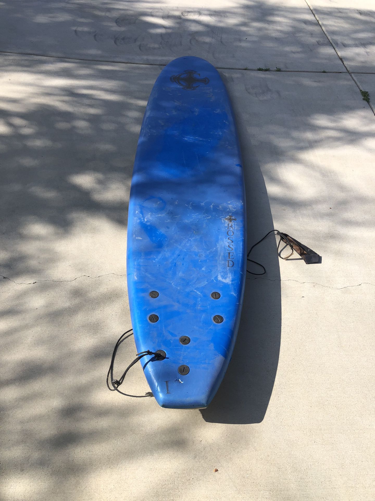Crossed 9’ Blue Foam Surfboard
