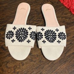 J Crew Embroidered Slides