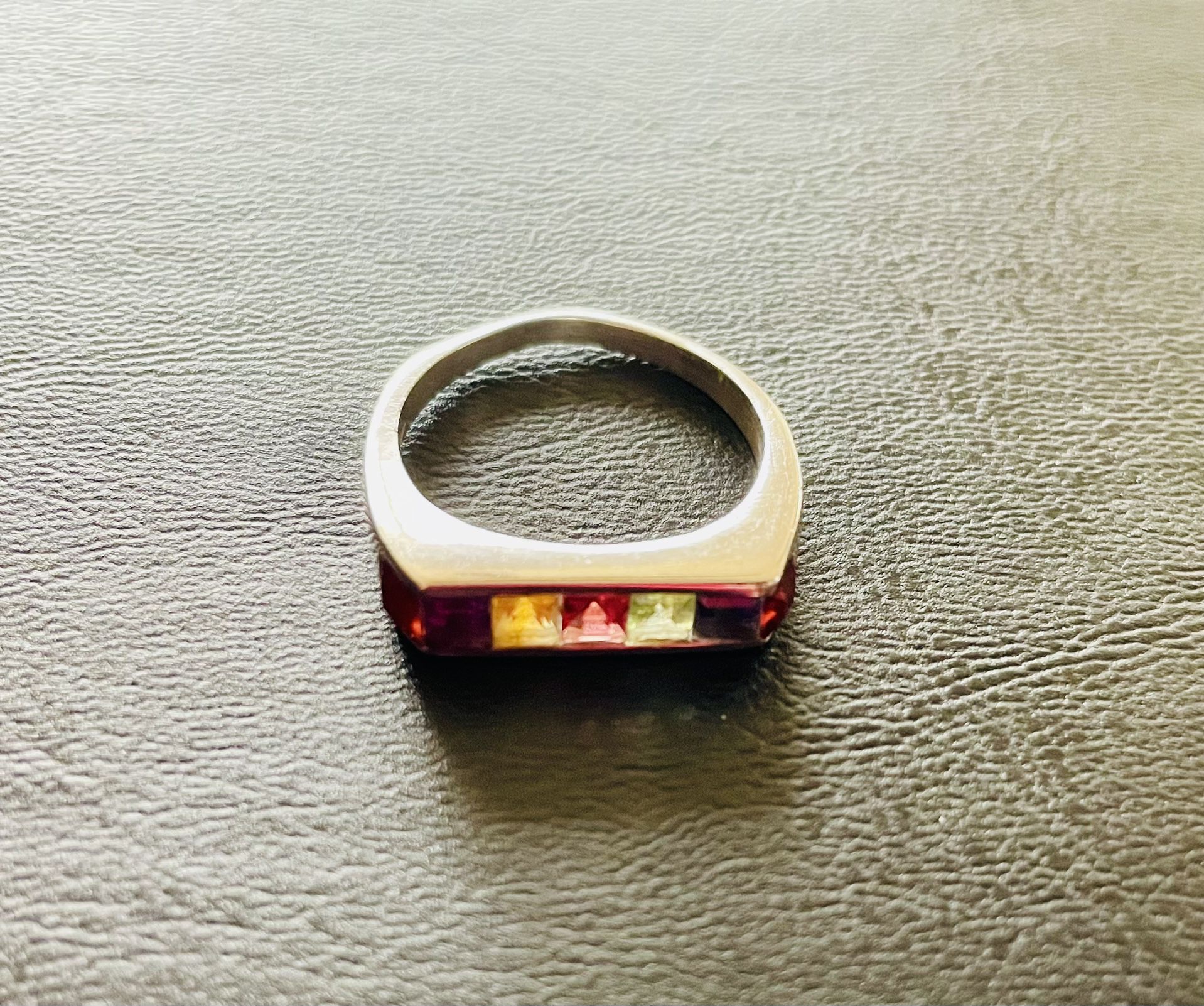 Multi Gemstone And Sterling Silver Ring 