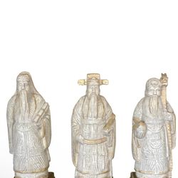 Beautiful set of traditional Chinese Fu, Lu & Shou statues — symbols of luck, wealth, and longevity. 