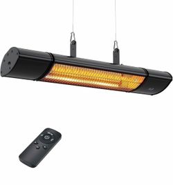 Electric Hanging Patio Heater 1500W, Black remote control, built in Temperature Control, Wall mounted or ceiling mounted, Suit for Outdoor