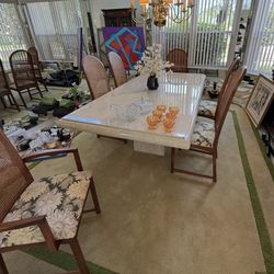 Elegant Marble Dining Table with 6 Chairs – Classic, Vintage Design