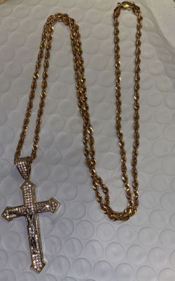 10k Gold Chain And Cross Pendant