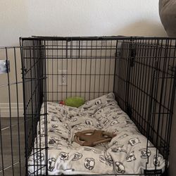 Large Dog Crate + Bed [like new]