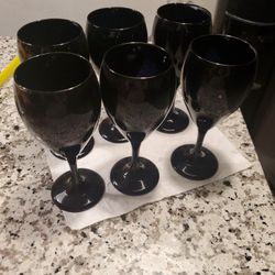 Vintage Black  Amethyst Wine Glasses 