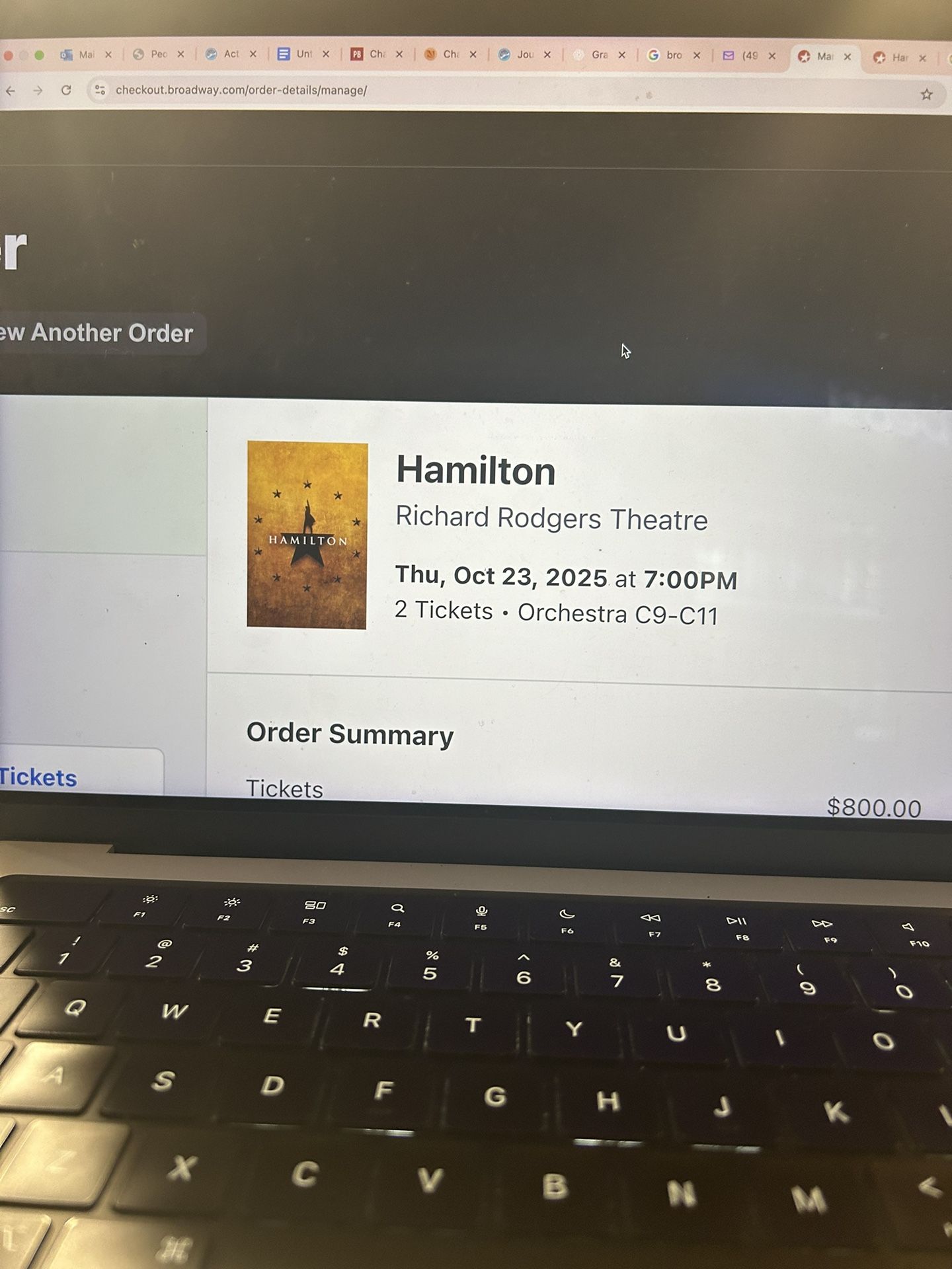 Hamilton Broadway NY 2 TICKETS LESLIE ODEM JR. Willing To Negotiate!