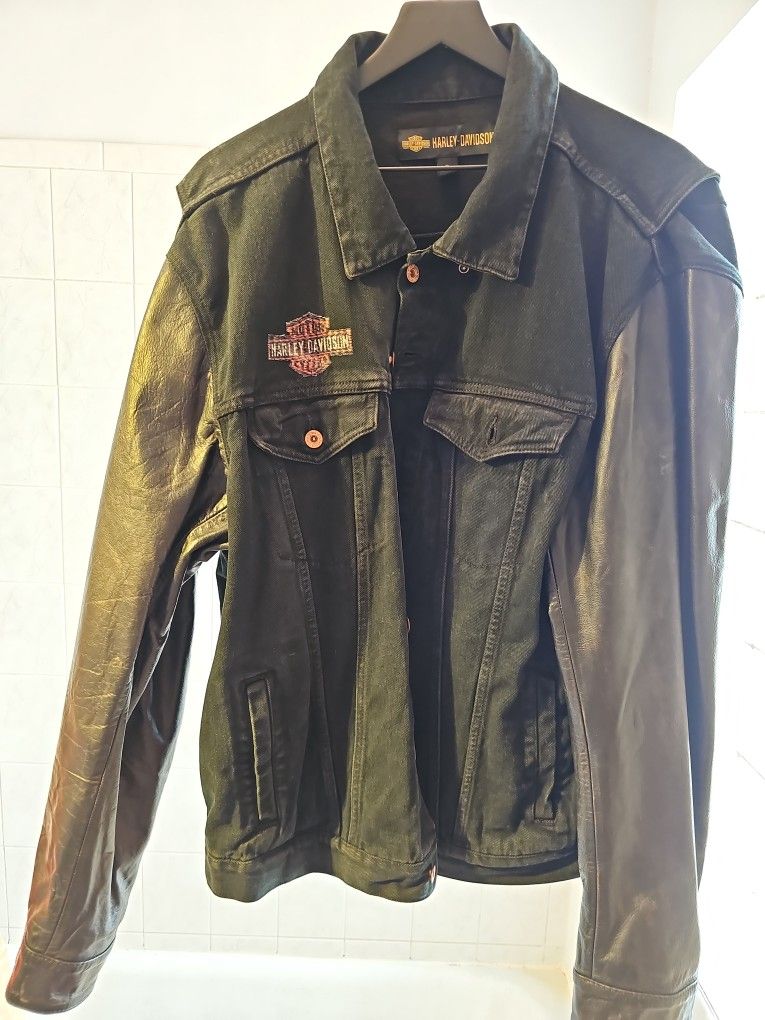 Authentic Harley Davidson Canvas and Leather Jacket