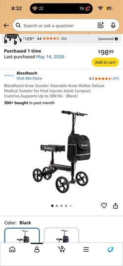 Knee scooter for leg