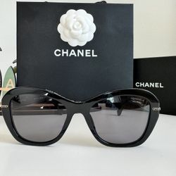 CHANEL square chain polarized sunglasses