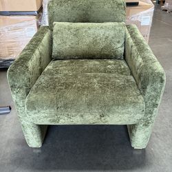 33" Accent Chair - Upholstered Armchair for Living Room, Soft Chenille Fabric,  Emerald Moss Velvet