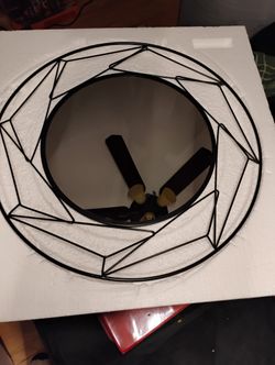 LARGE ROUND BLACK  24" ART HANGING WALL MIRROR