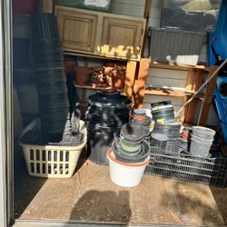 Bulk Garden Plastic and Clay Pots assorted sizes Microgreen Seed Trays Perlite Vermiculite Moving Sale Sold Together Cash only Pickup today