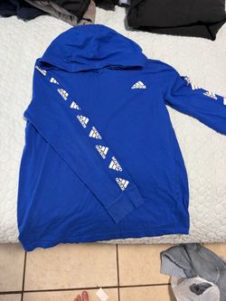 Adidas Blue Hoodie with Logo Tape