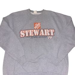 Vtg Chase Authentics Mens Tony Stewart #20 Nascar Sweatshirt Grey Sz Small