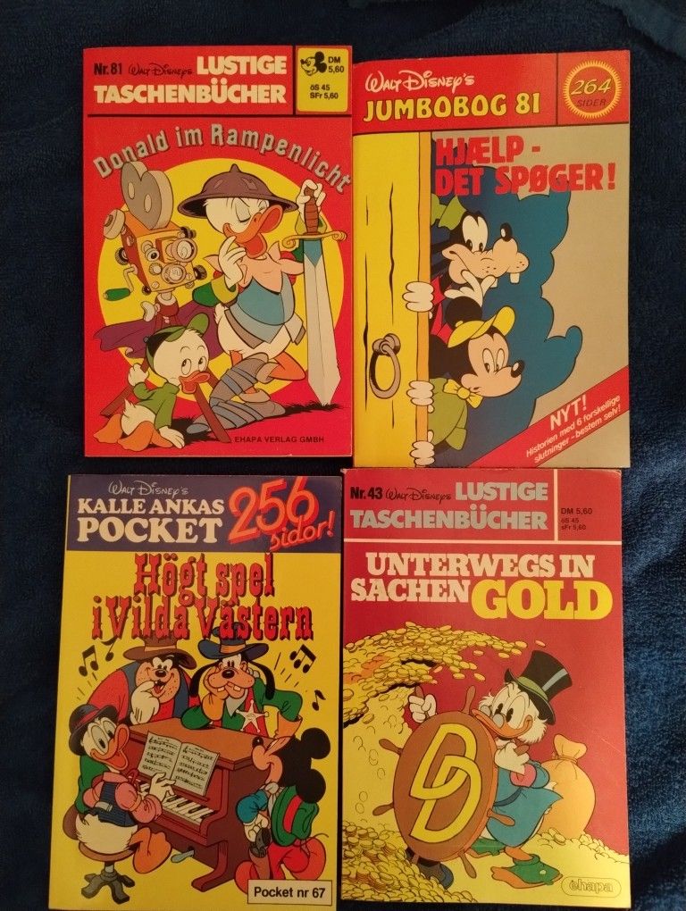 Rare Disney books in German/Norwegian/Swedish, Mickey Mouse, Donald Duck, etc 