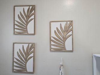 Set of 3 Boho Palm Leaf Wall Art Panels – 16” x 12”