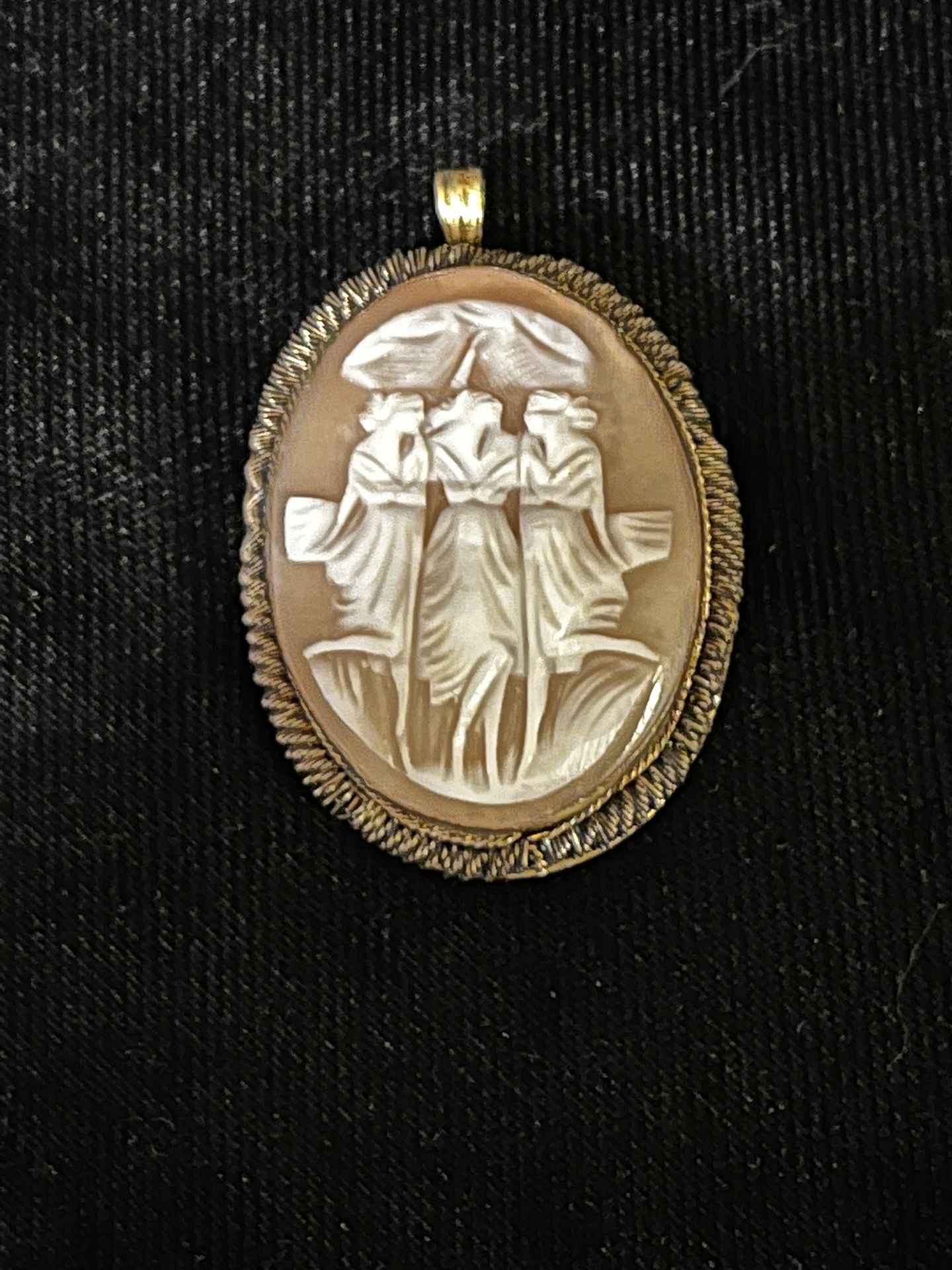 These Are Three Graces In Mythology “Beauty , Charm & Joy “, Cameo Italy’, Art Deco, , Pin & Bale For Necklace